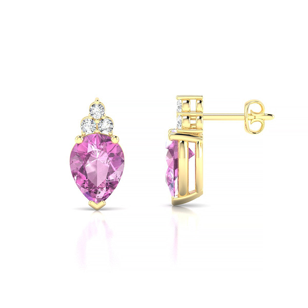 Mirage | 18k Yellow Gold 8 x 6 mm Pear Pink Sapphire Earrings