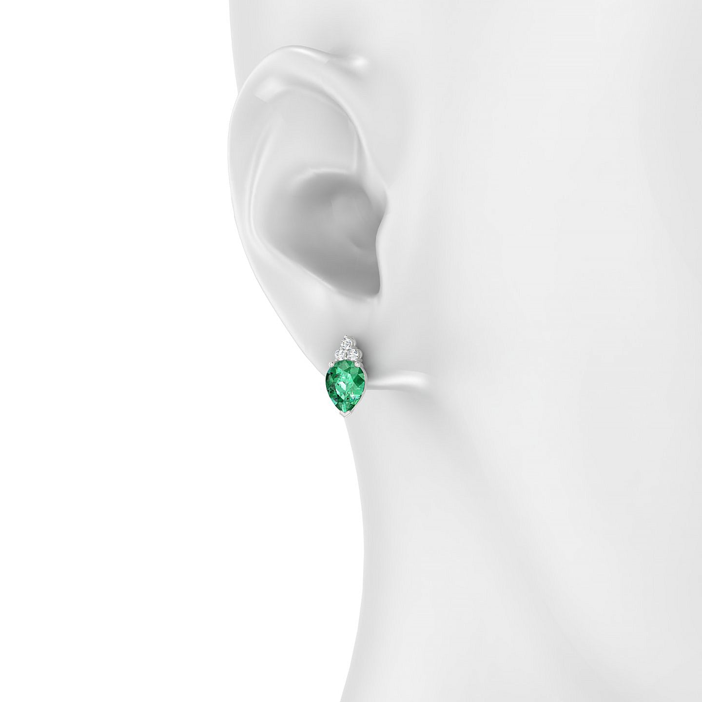 Mirage | 18k White Gold 8 x 6 mm Pear Emerald Earrings