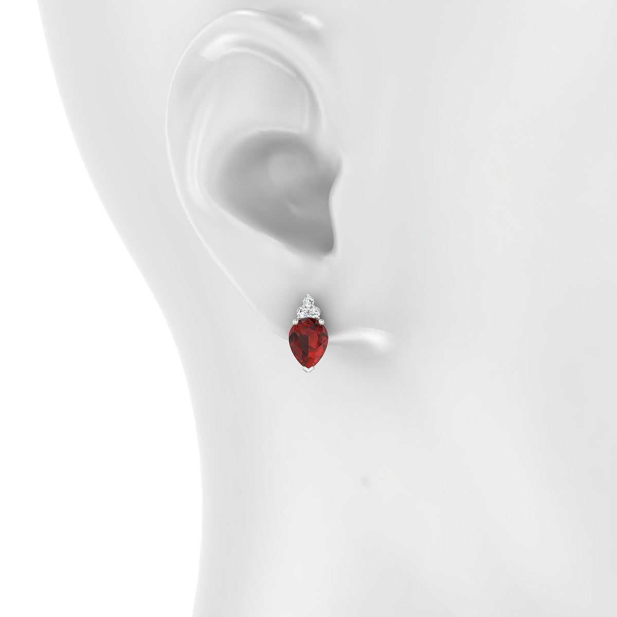 Mirage | 18k White Gold 8 x 6 mm Pear Garnet Earrings