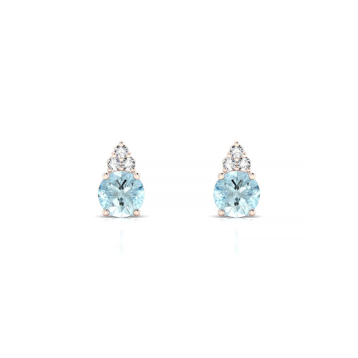 Mirage | 18k Rose Gold 4.5 mm Round Aquamarine Earrings