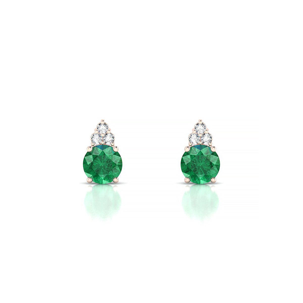 Mirage | 18k Rose Gold 4.5 mm Round Emerald Earrings
