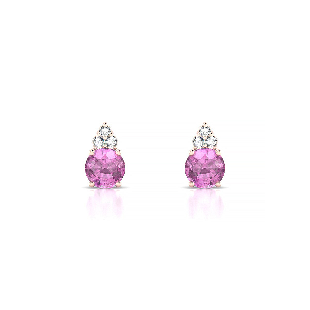 Mirage | 18k Rose Gold 4.5 mm Round Pink Sapphire Earrings