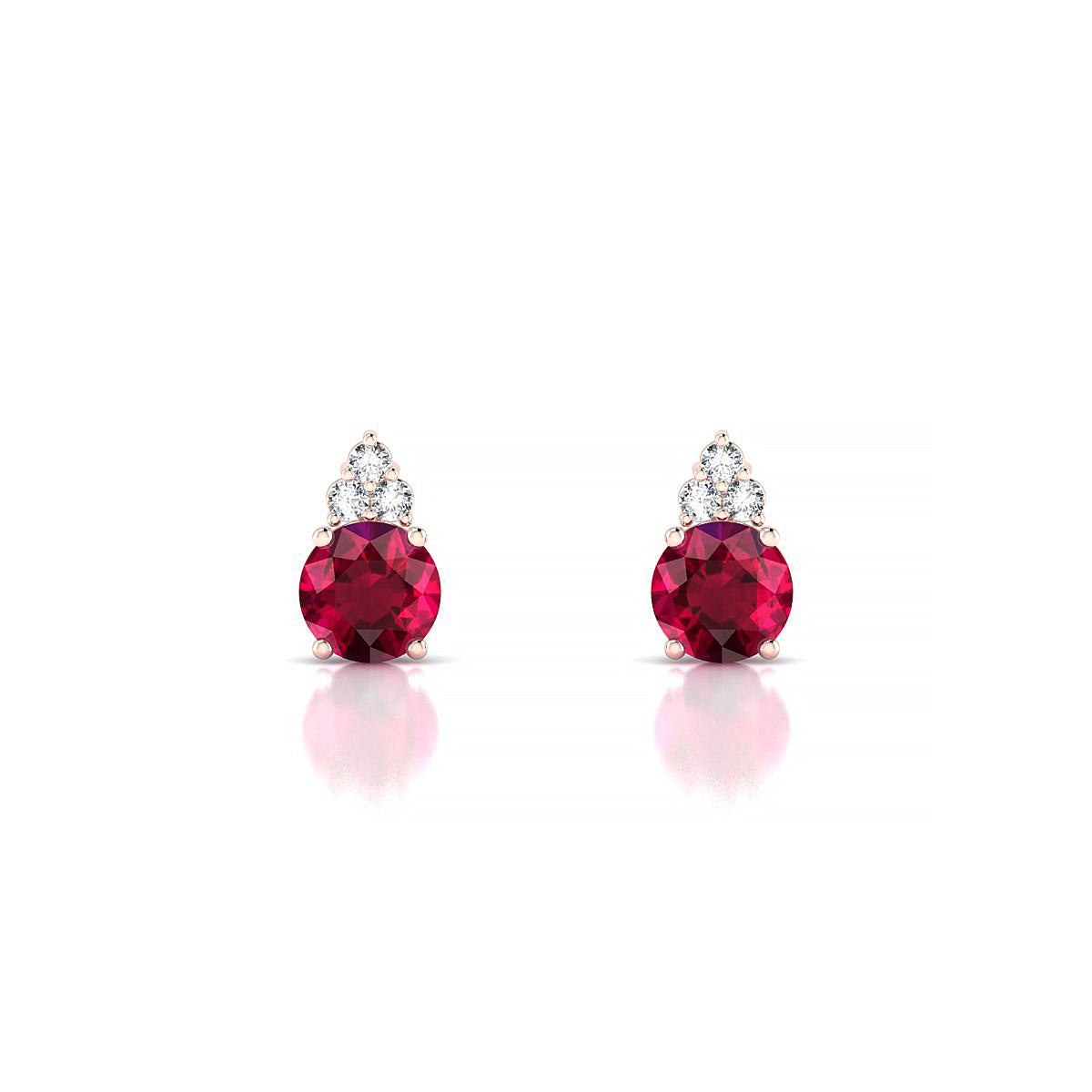 Mirage | 18k Rose Gold 4.5 mm Round Ruby Earrings