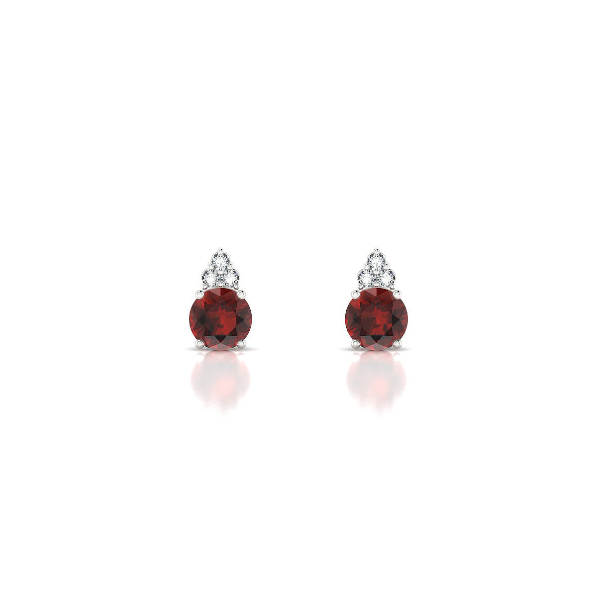 Mirage | 18k White Gold 4.5 mm Round Garnet Earrings