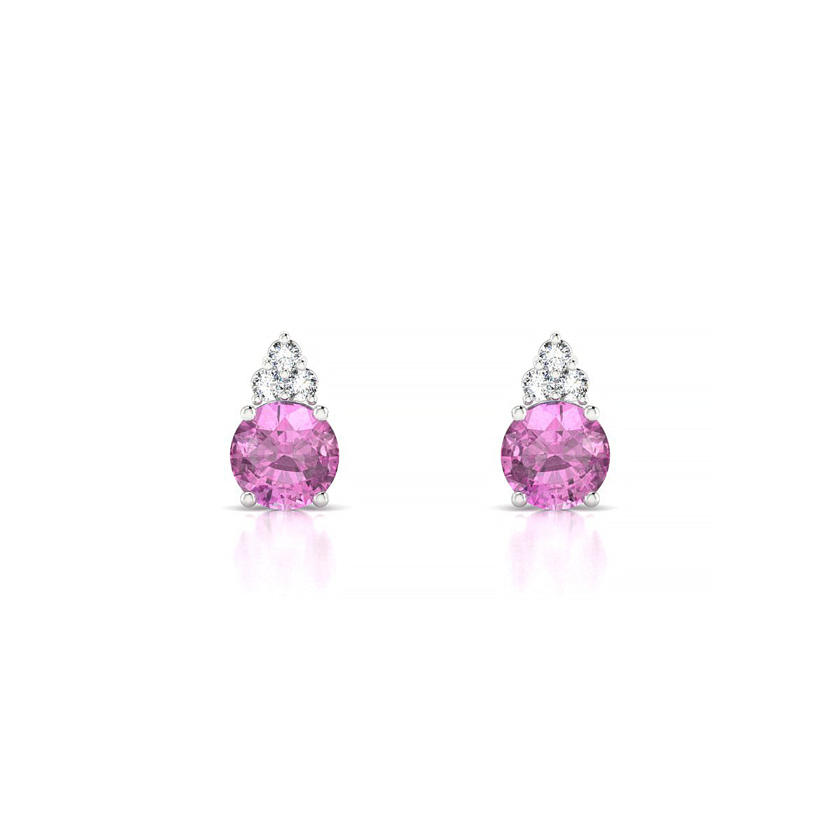 Mirage | 18k White Gold 4.5 mm Round Pink Sapphire Earrings