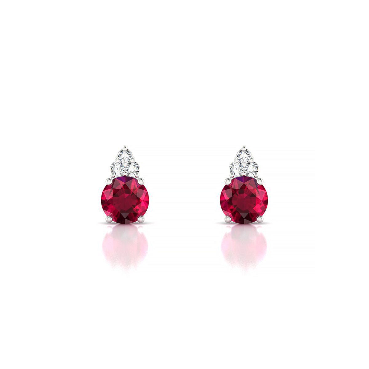 Mirage | 18k White Gold 4.5 mm Round Ruby Earrings