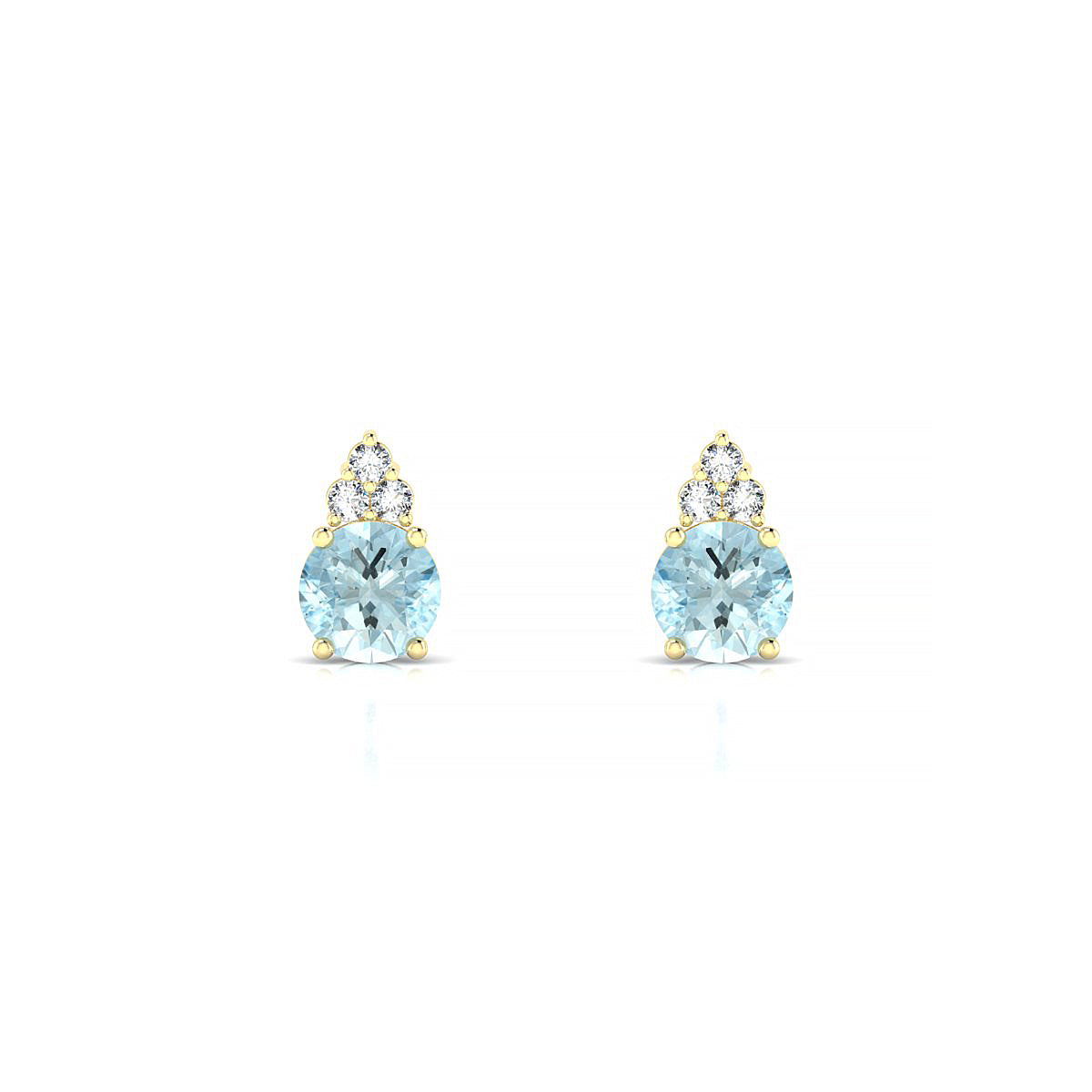 Mirage | 18k Yellow Gold 4.5 mm Round Aquamarine Earrings