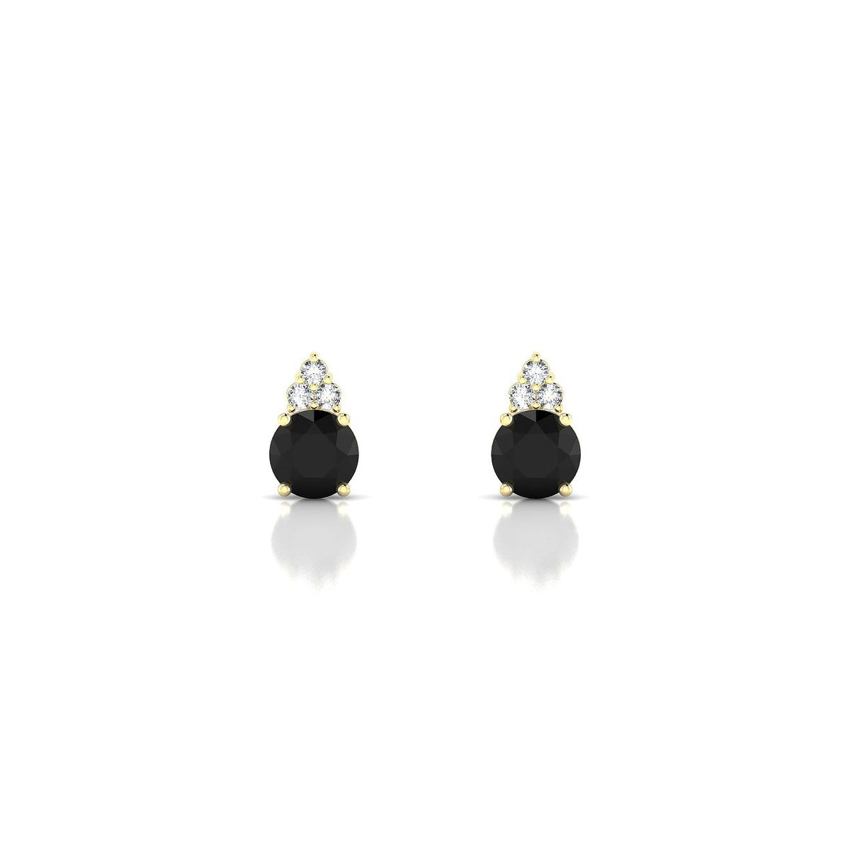 Mirage | 18k Yellow Gold 4.5 mm Round Black Diamond Earrings