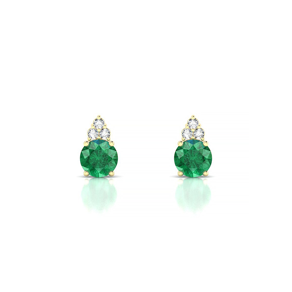 Mirage | 18k Yellow Gold 4.5 mm Round Emerald Earrings