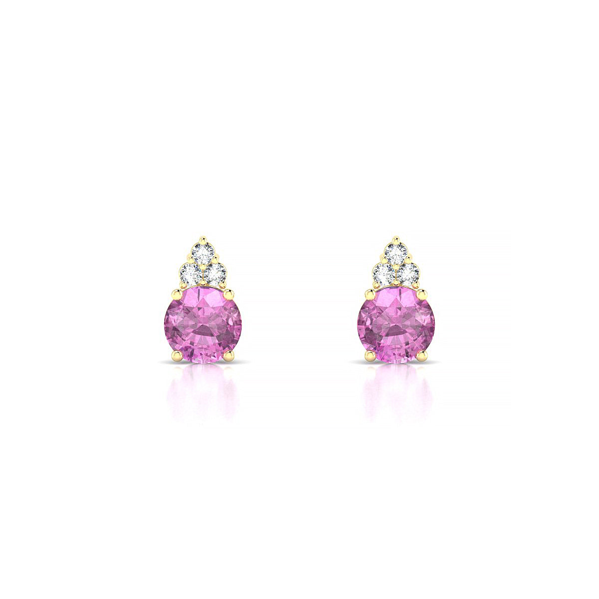 Mirage | 18k Yellow Gold 4.5 mm Round Pink Sapphire Earrings
