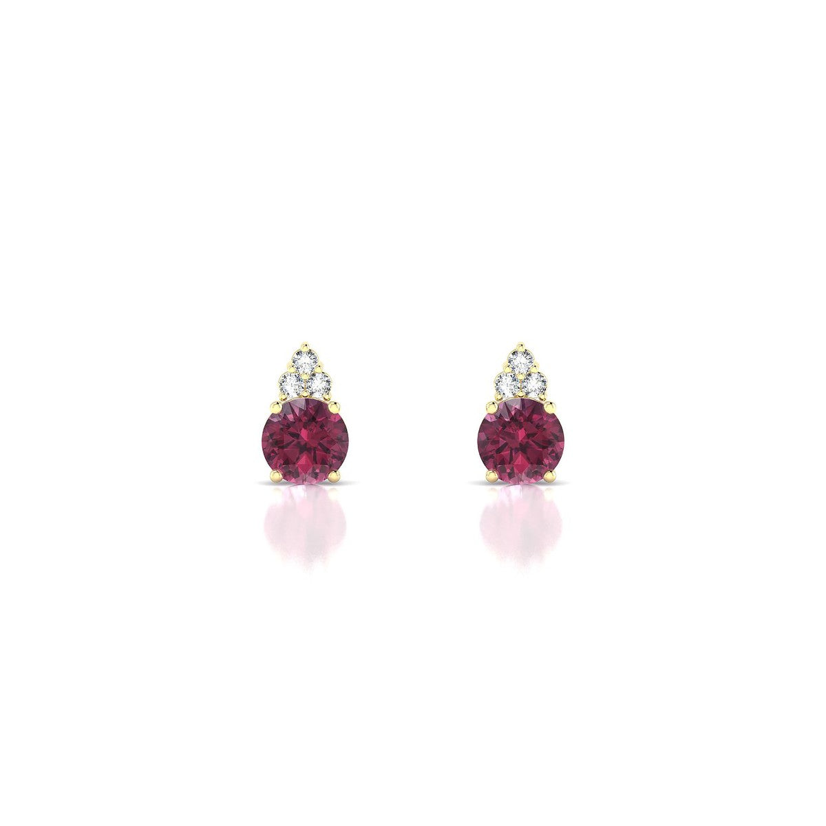 Mirage | 18k Yellow Gold 4.5 mm Round Rhodolite Earrings
