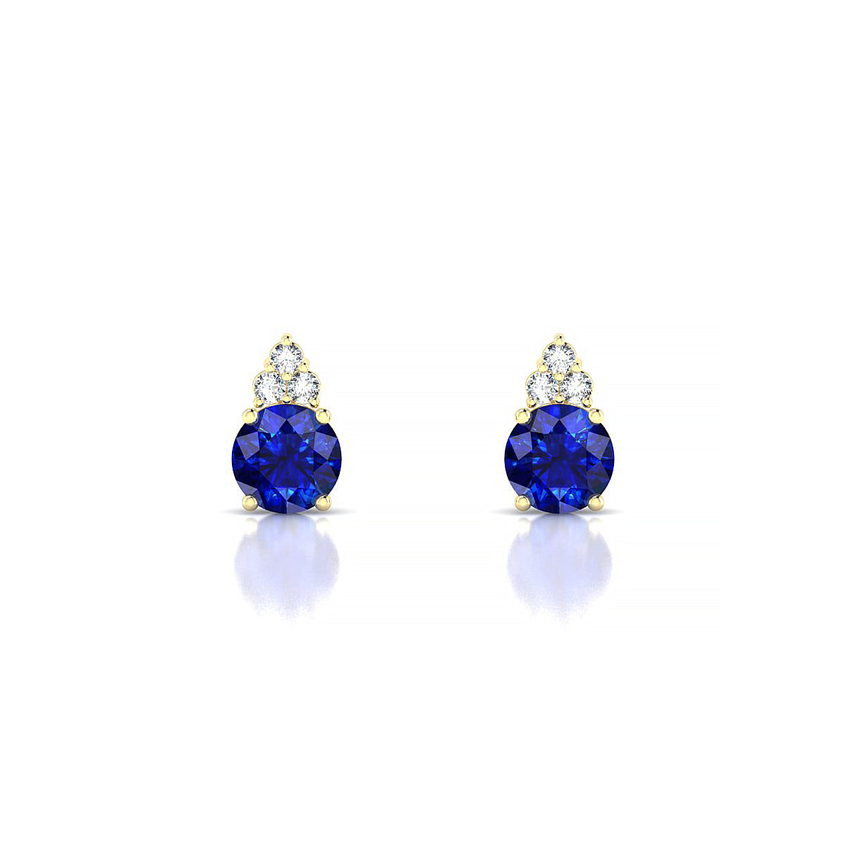 Mirage | 18k Yellow Gold 4.5 mm Round Sapphire Earrings