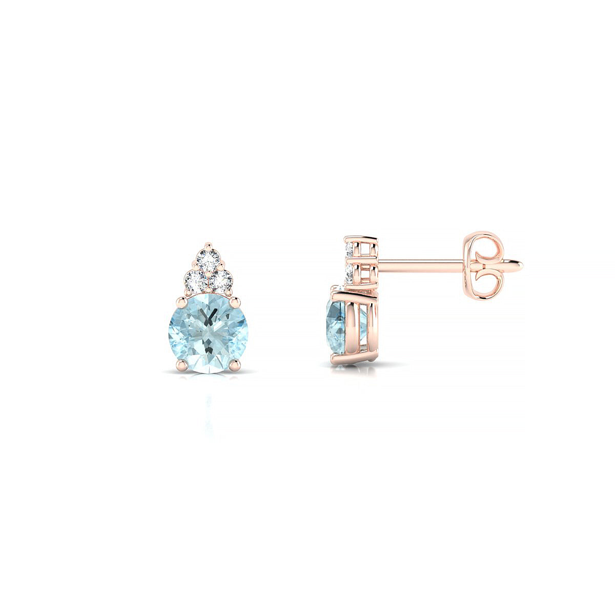 Mirage | 18k Rose Gold 4.5 mm Round Aquamarine Earrings