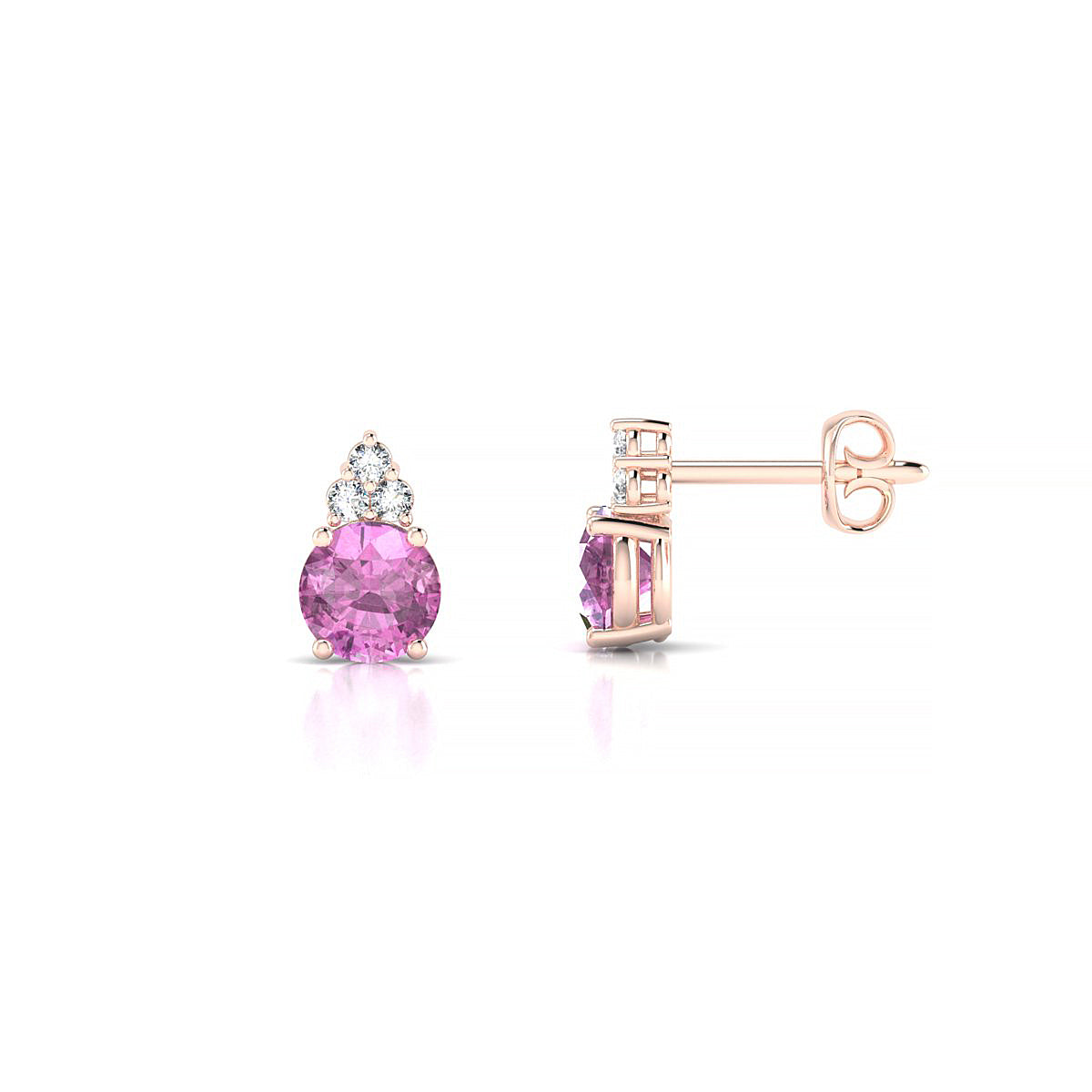 Mirage | 18k Rose Gold 4.5 mm Round Pink Sapphire Earrings
