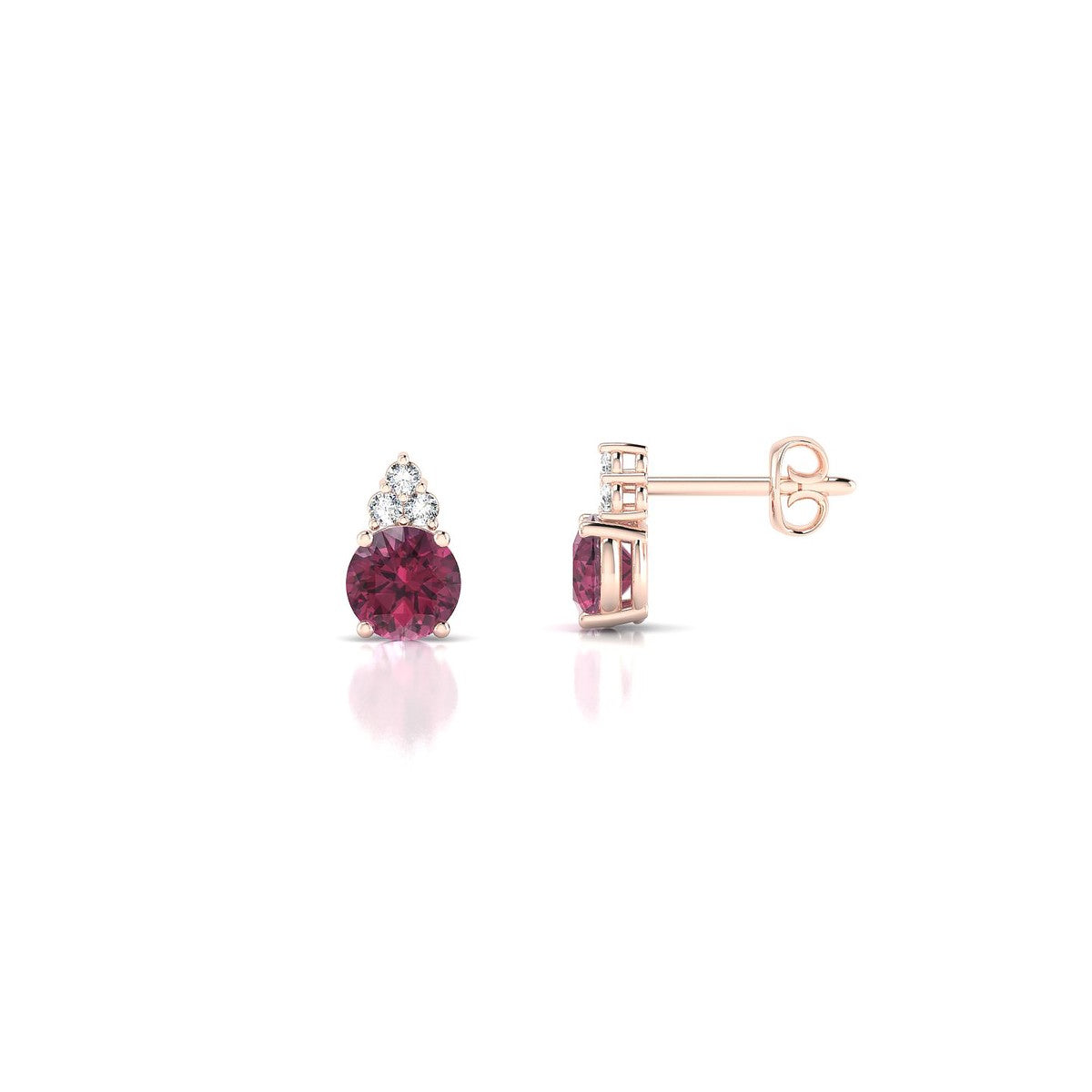 Mirage | 18k Rose Gold 4.5 mm Round Rhodolite Earrings