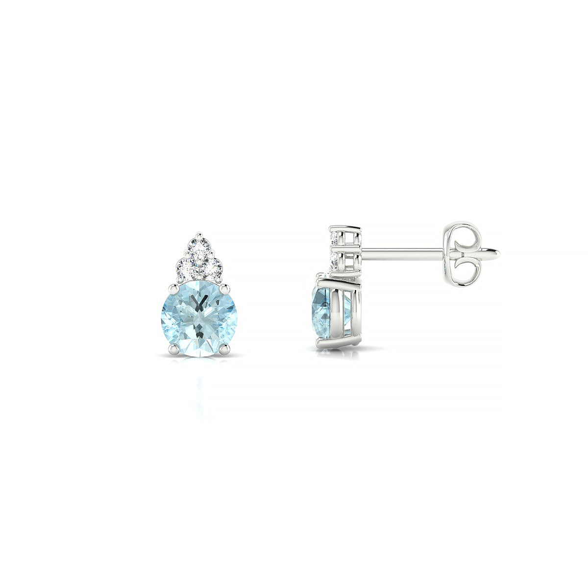 Mirage | 18k White Gold 4.5 mm Round Aquamarine Earrings