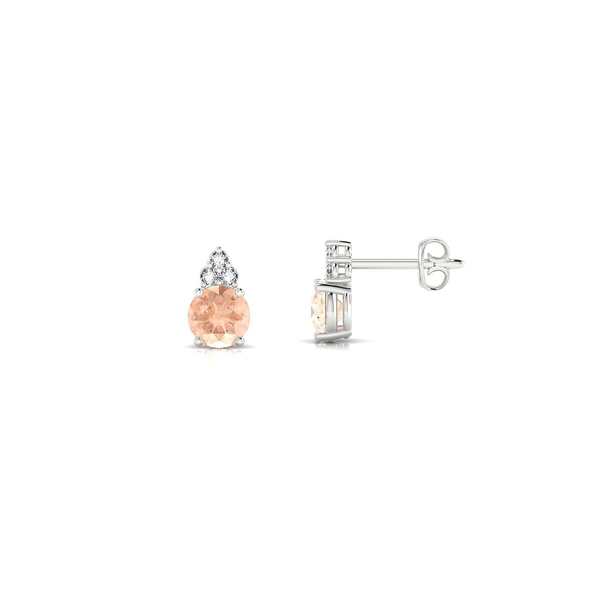 Mirage | 18k White Gold 4.5 mm Round Morganite Earrings