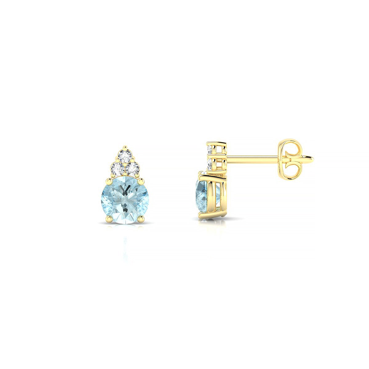 Mirage | 18k Yellow Gold 4.5 mm Round Aquamarine Earrings