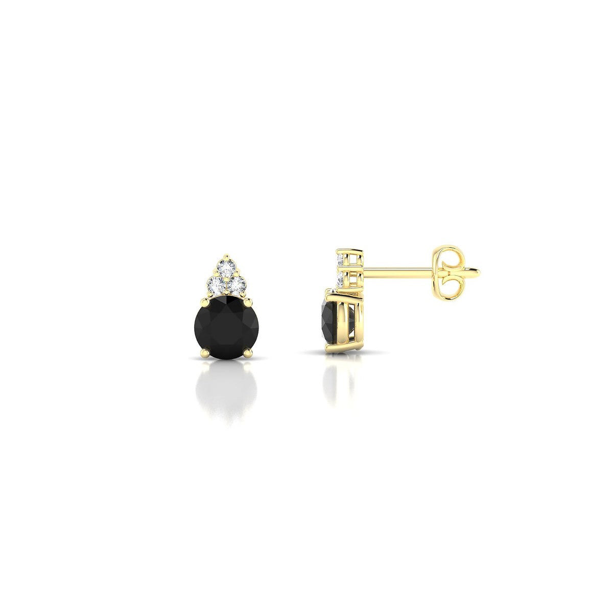 Mirage | 18k Yellow Gold 4.5 mm Round Black Diamond Earrings