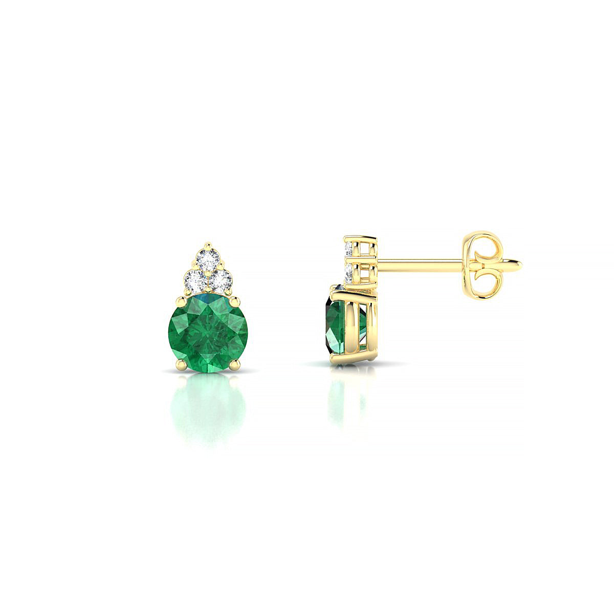 Mirage | 18k Yellow Gold 4.5 mm Round Emerald Earrings