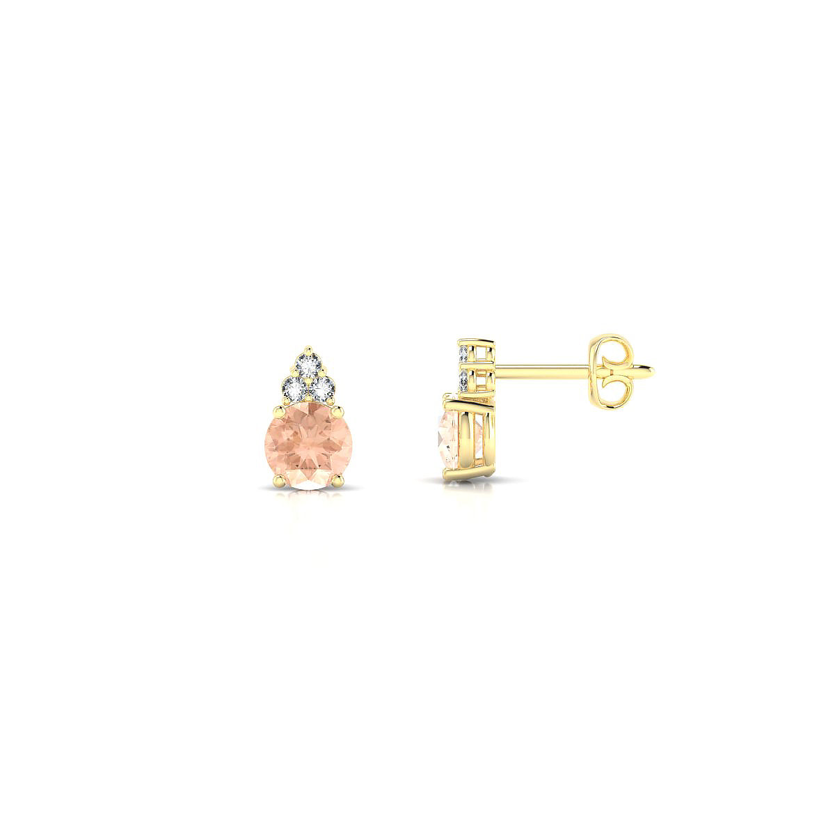 Mirage | 18k Yellow Gold 4.5 mm Round Morganite Earrings