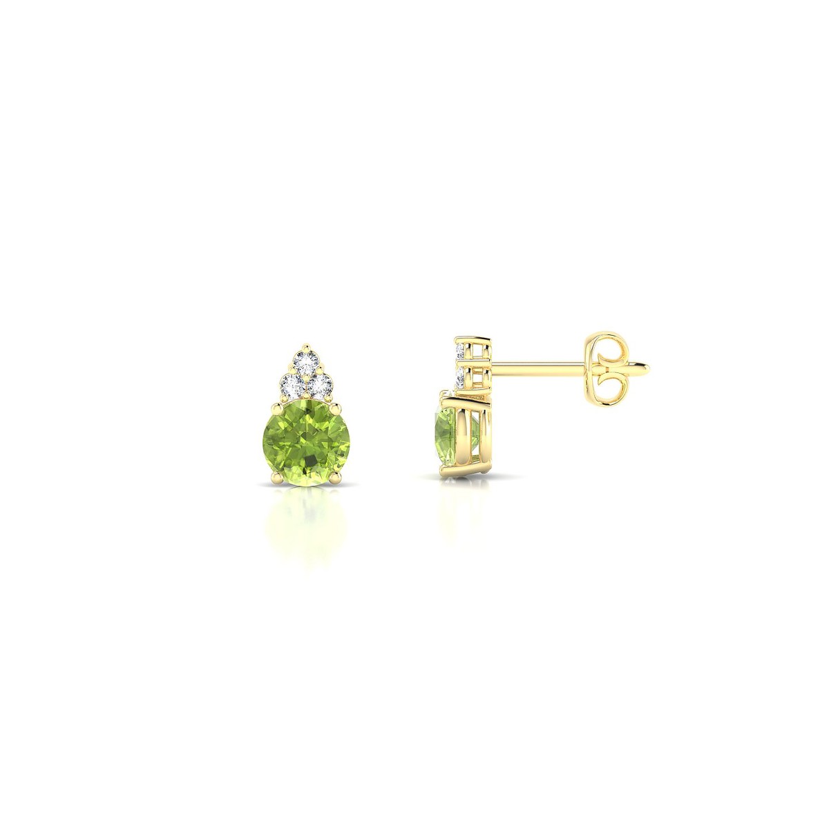 Mirage | 18k Yellow Gold 4.5 mm Round Peridot Earrings