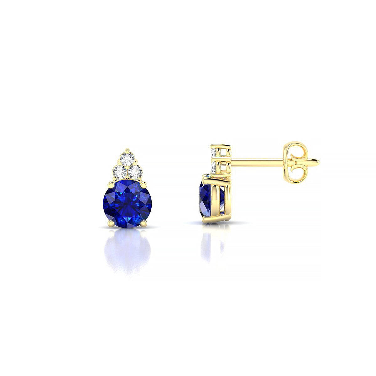 Mirage | 18k Yellow Gold 4.5 mm Round Sapphire Earrings