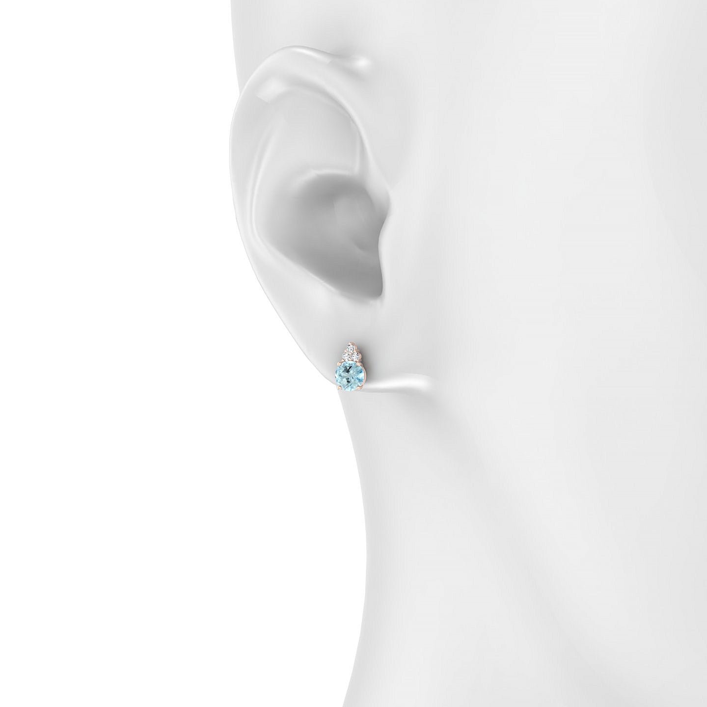 Mirage | 18k Rose Gold 4.5 mm Round Aquamarine Earrings