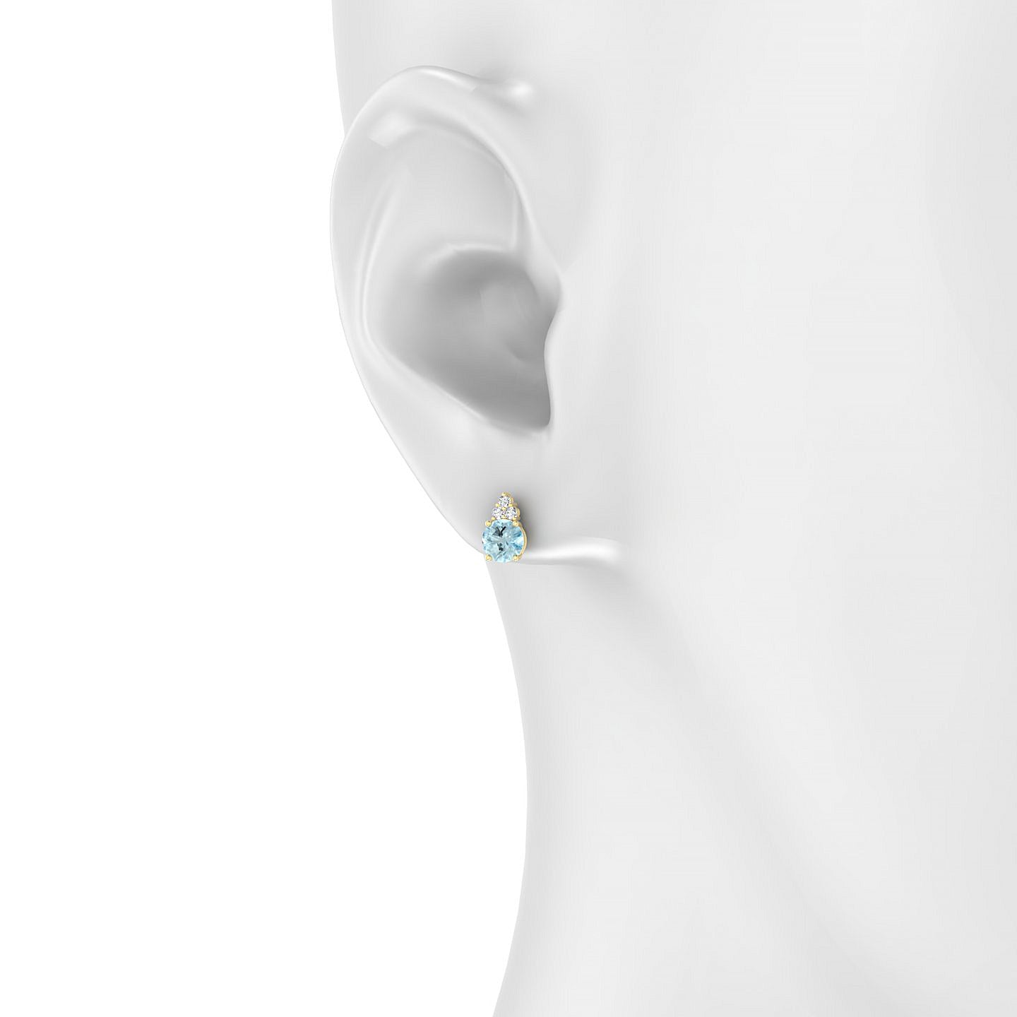 Mirage | 18k Yellow Gold 4.5 mm Round Aquamarine Earrings