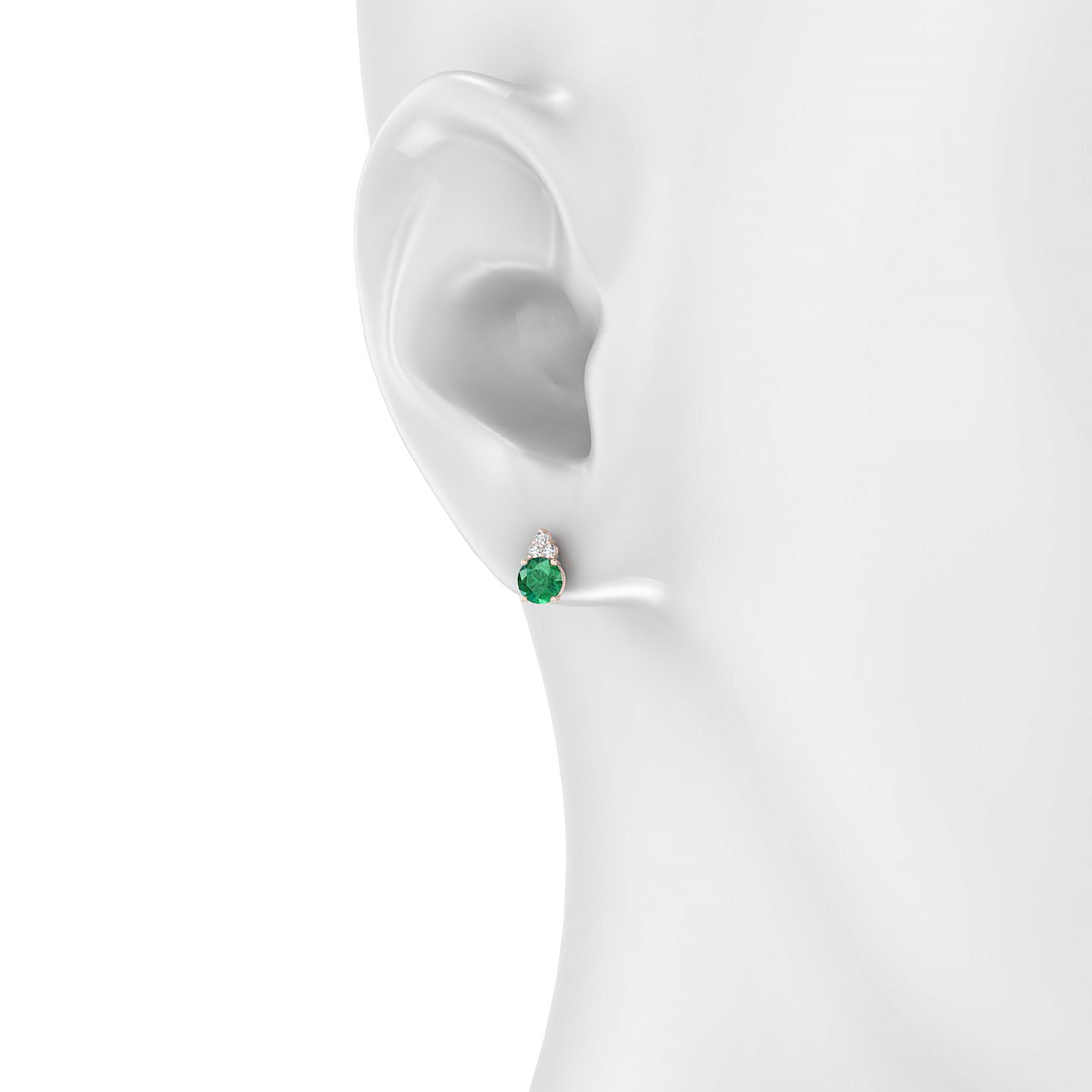 Mirage | 18k Rose Gold 4.5 mm Round Emerald Earrings
