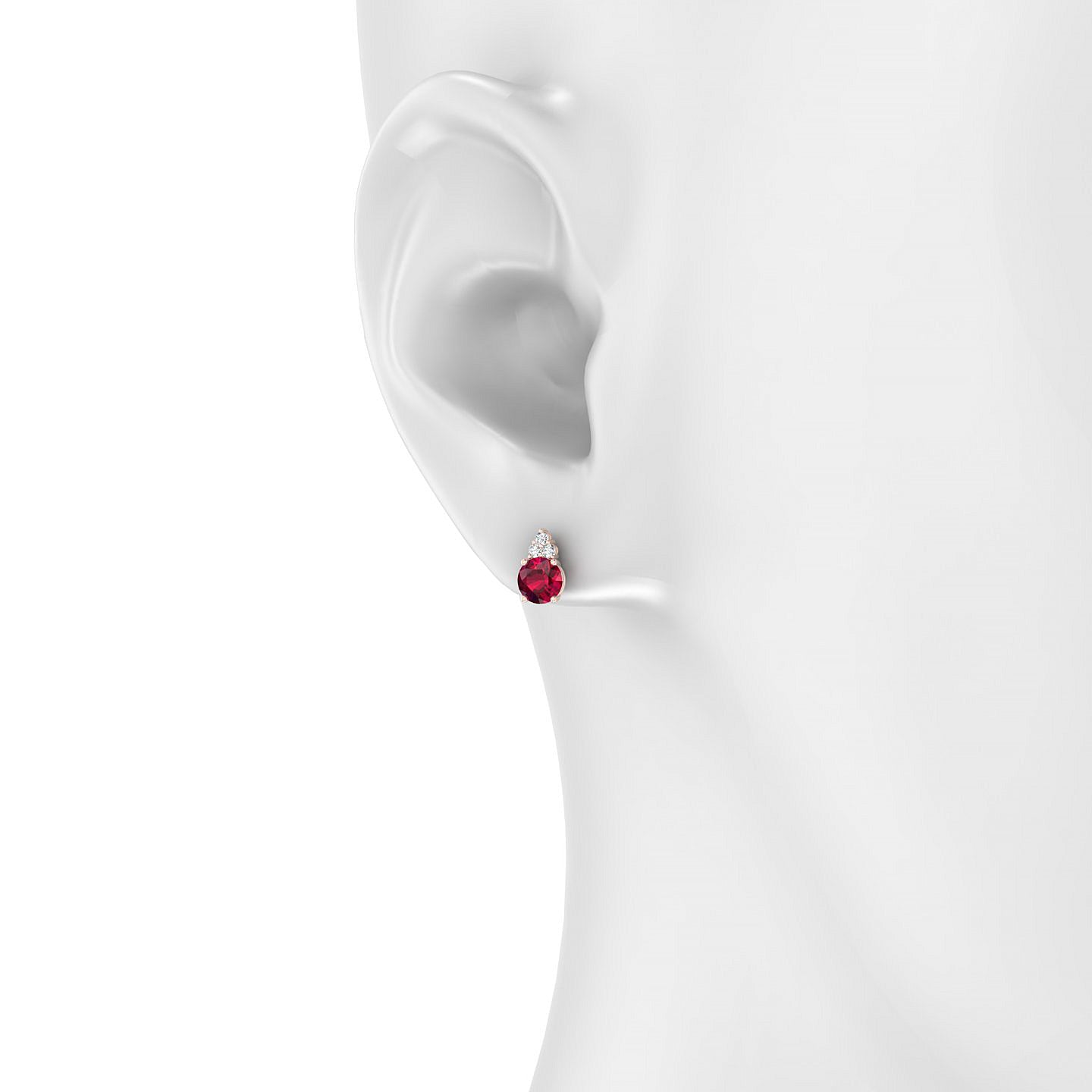 Mirage | 18k Rose Gold 4.5 mm Round Ruby Earrings