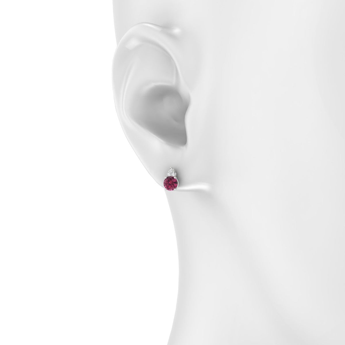 Mirage | 18k White Gold 4.5 mm Round Rhodolite Earrings