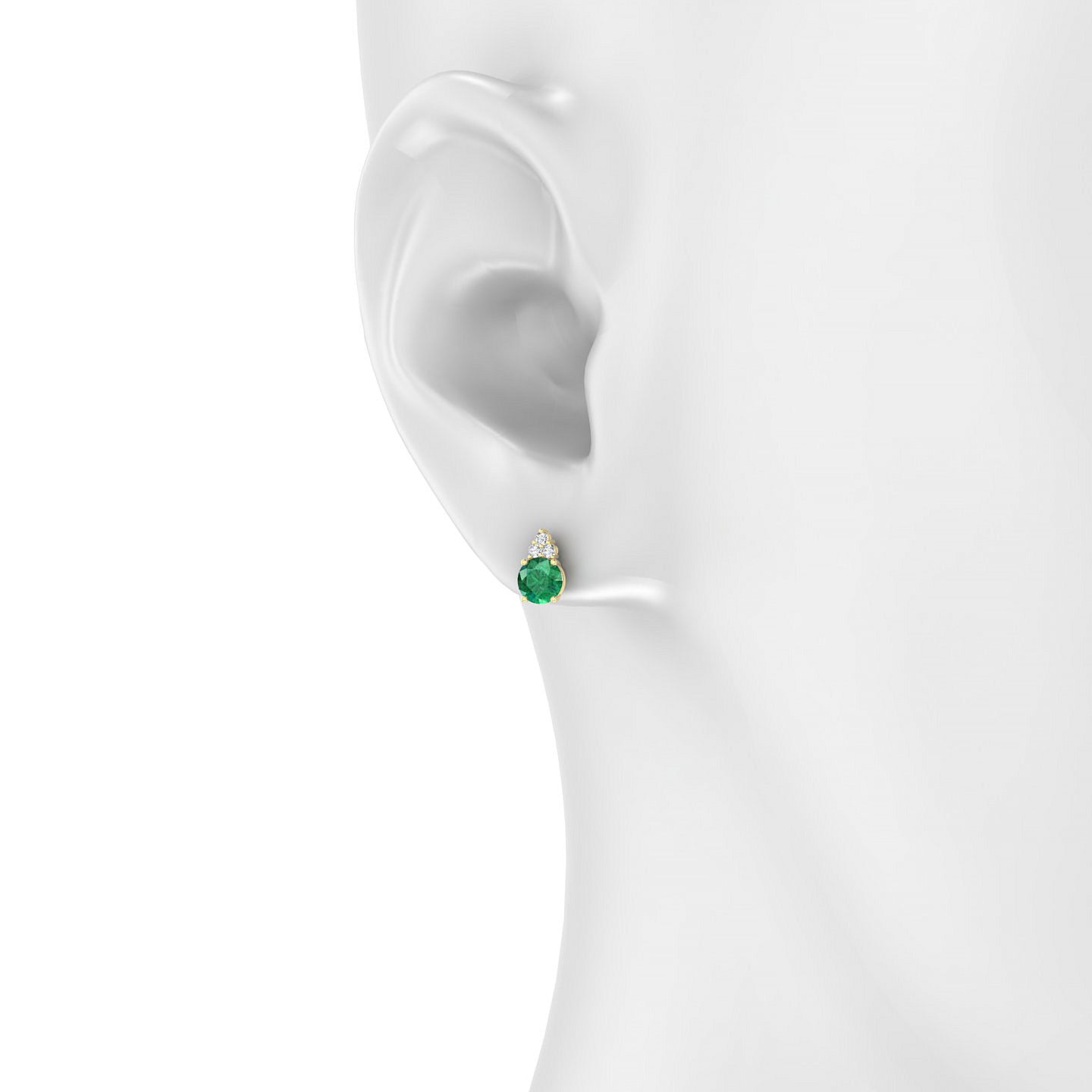 Mirage | 18k Yellow Gold 4.5 mm Round Emerald Earrings