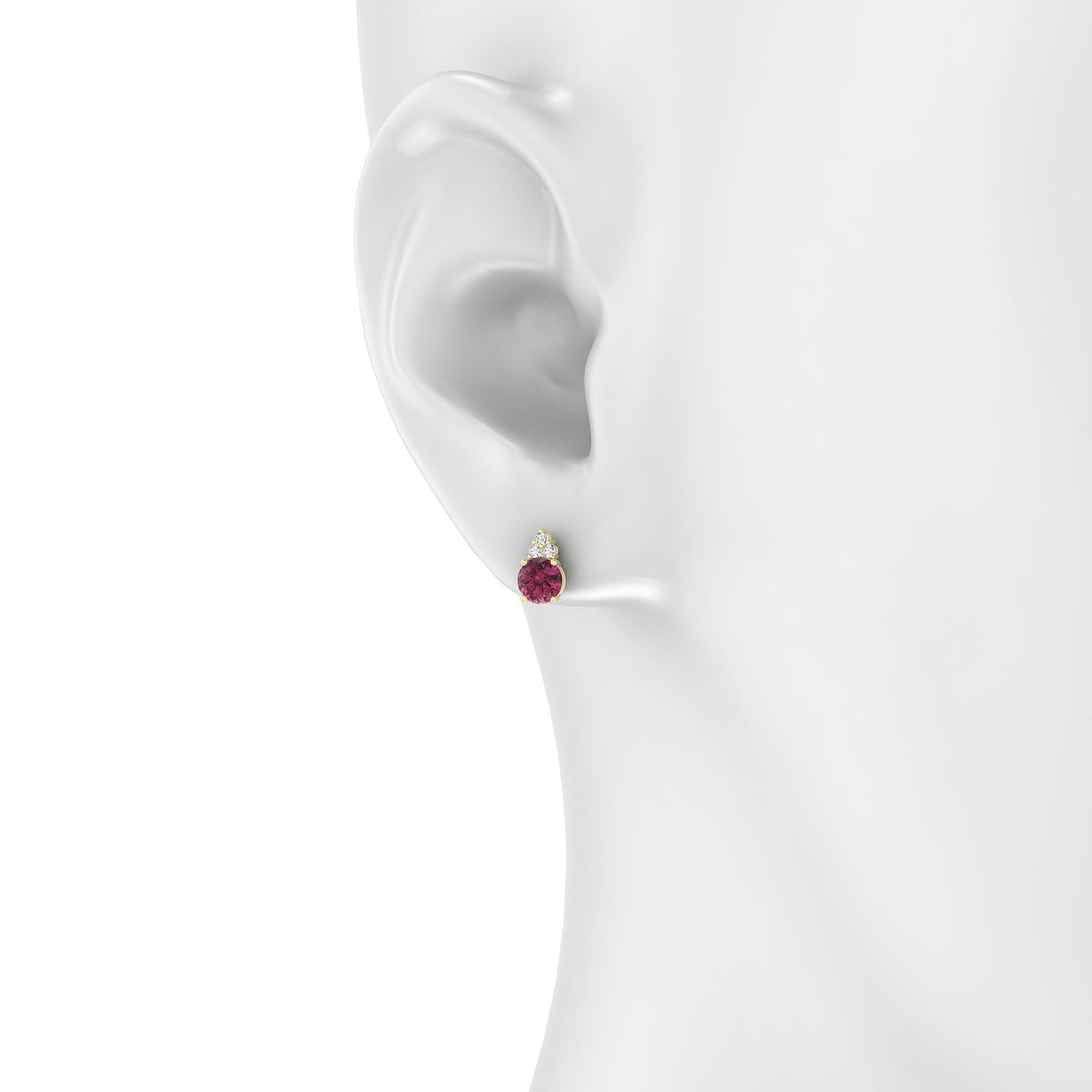 Mirage | 18k Yellow Gold 4.5 mm Round Rhodolite Earrings