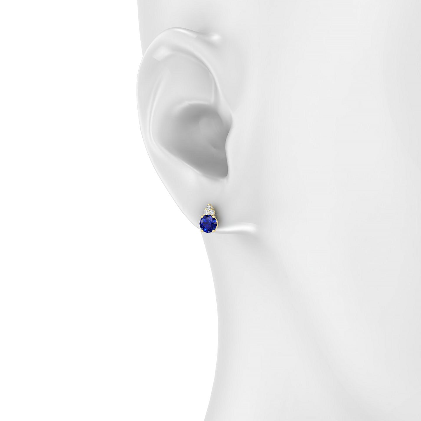 Mirage | 18k Yellow Gold 4.5 mm Round Sapphire Earrings
