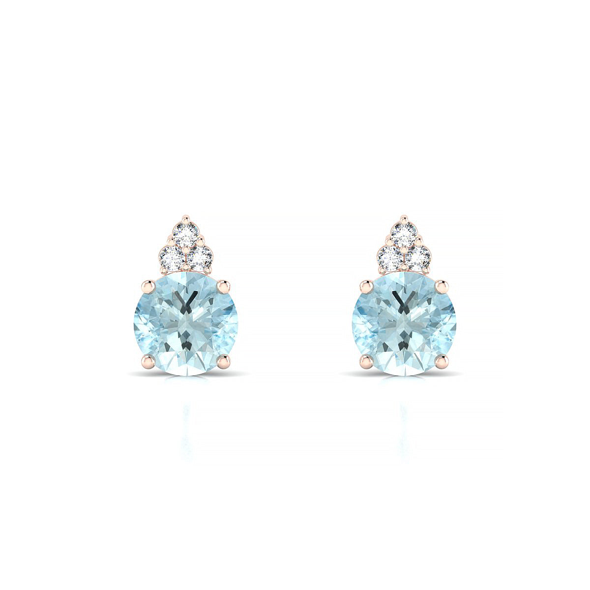 Mirage | 18k Rose Gold 6 mm Round Aquamarine Earrings