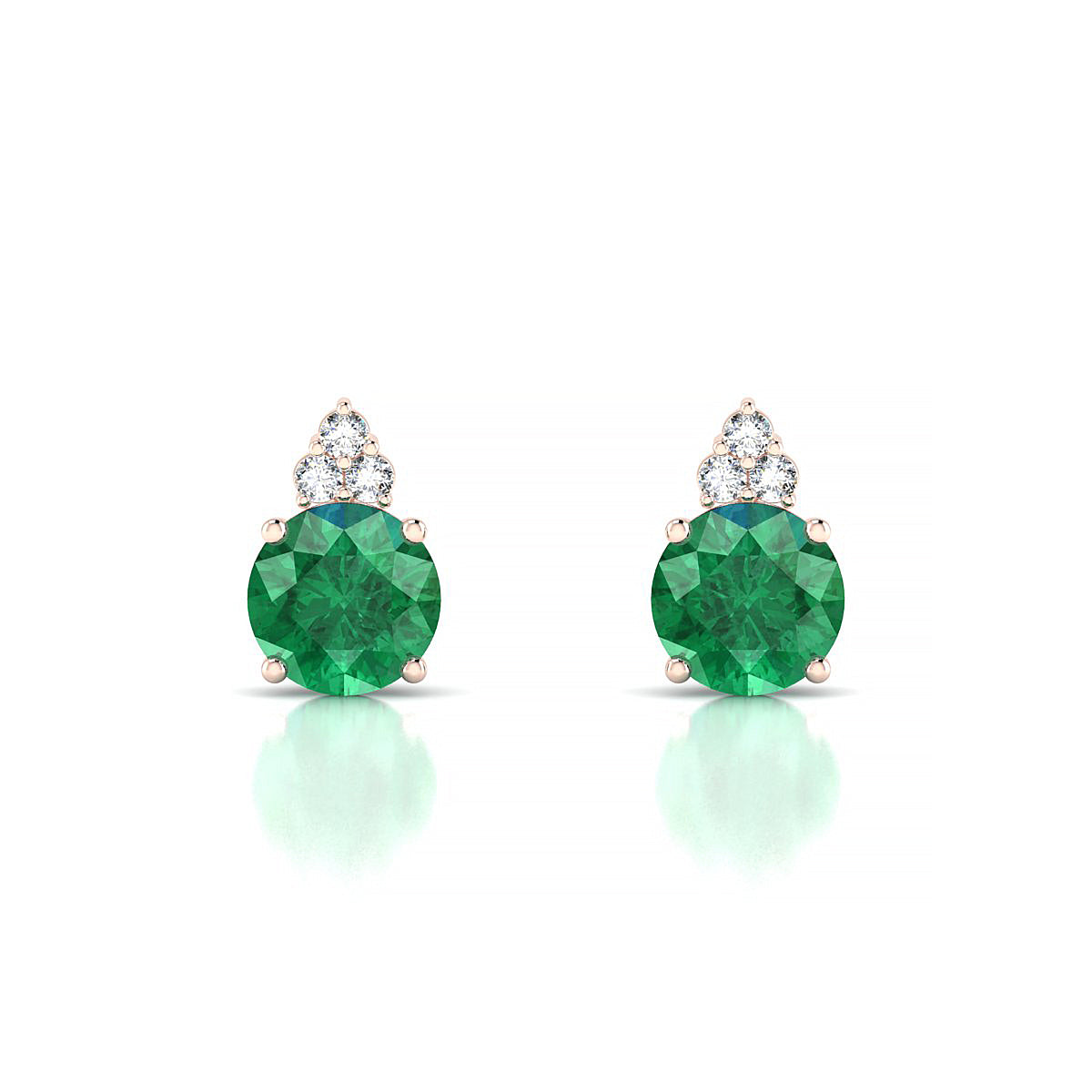 Mirage | 18k Rose Gold 6 mm Round Emerald Earrings