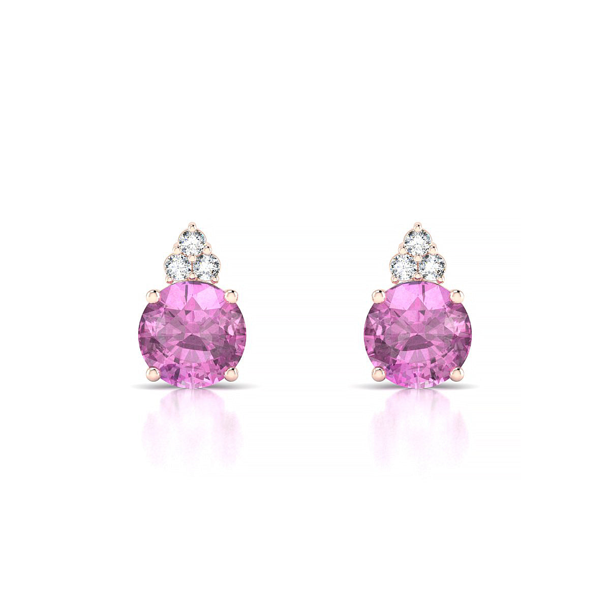 Mirage | 18k Rose Gold 6 mm Round Pink Sapphire Earrings