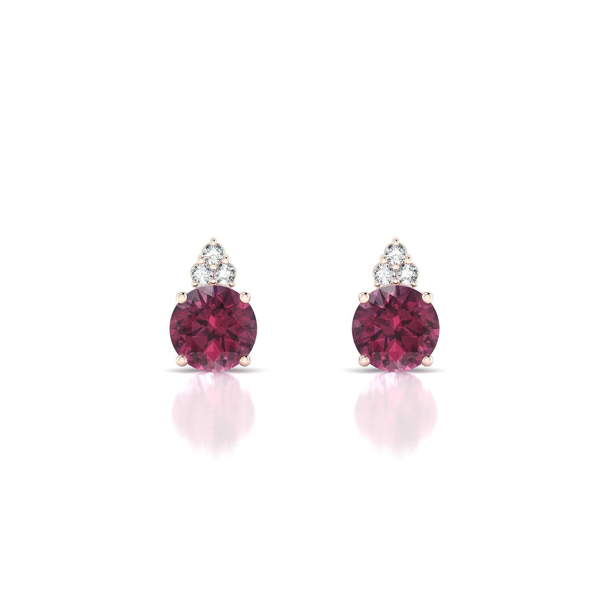 Mirage | 18k Rose Gold 6 mm Round Rhodolite Earrings