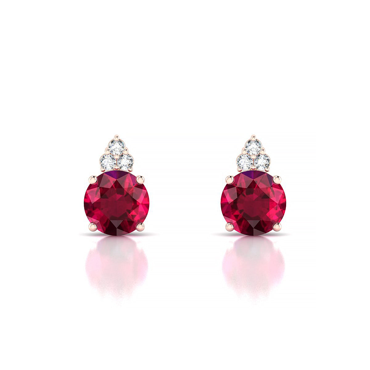Mirage | 18k Rose Gold 6 mm Round Ruby Earrings