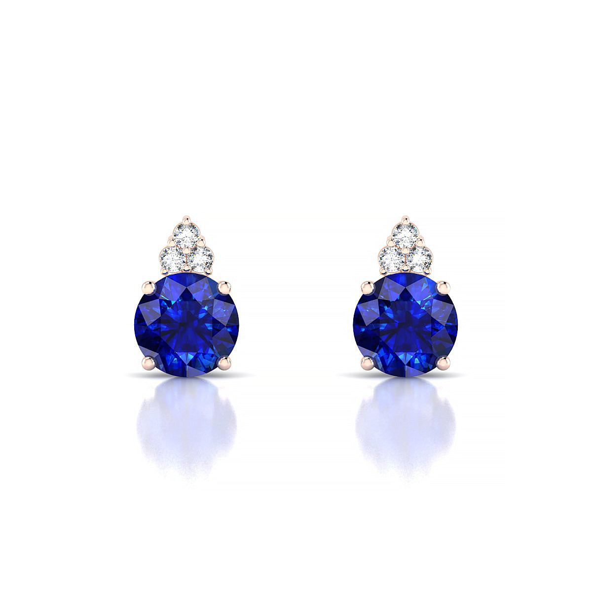 Mirage | 18k Rose Gold 6 mm Round Sapphire Earrings