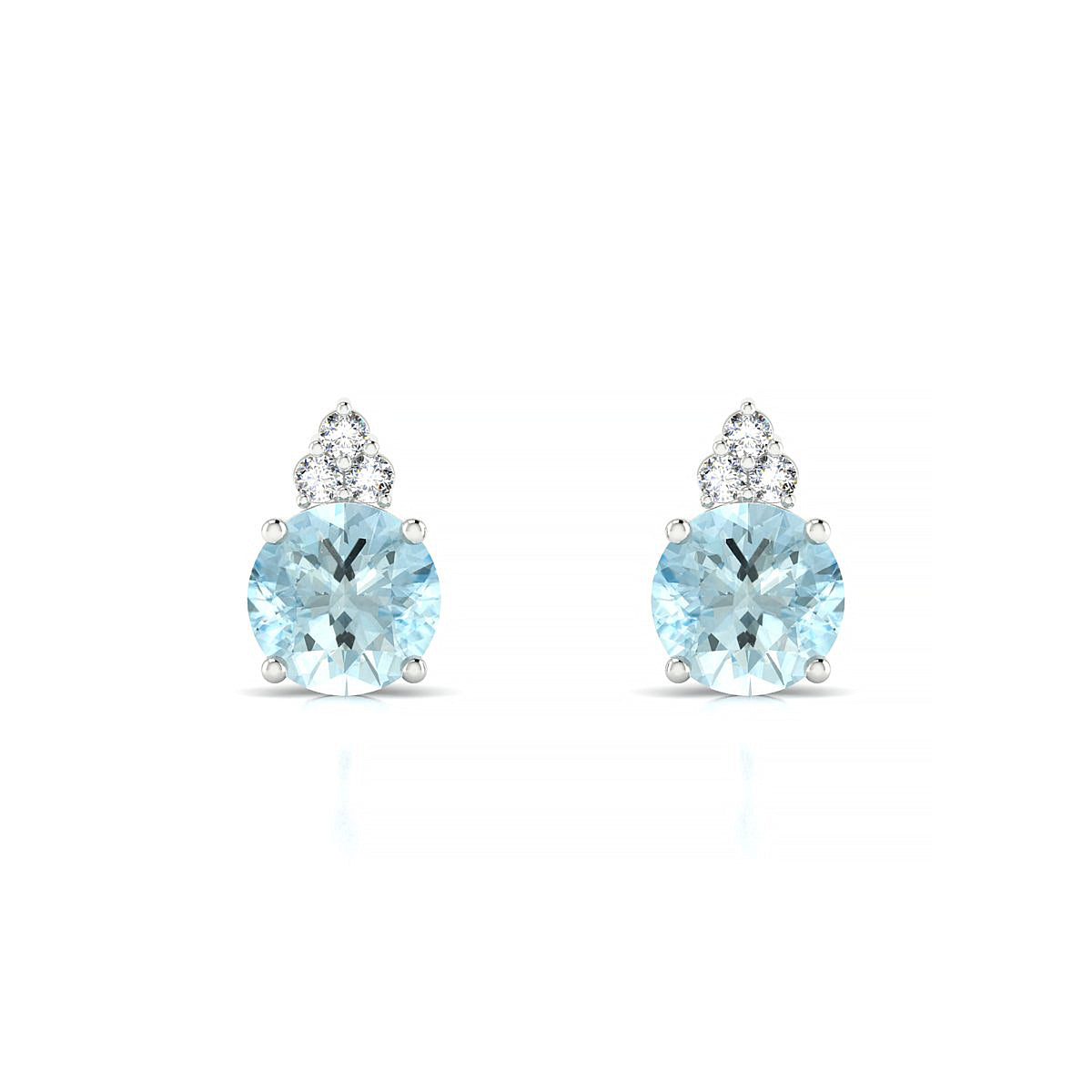 Mirage | 18k White Gold 6 mm Round Aquamarine Earrings
