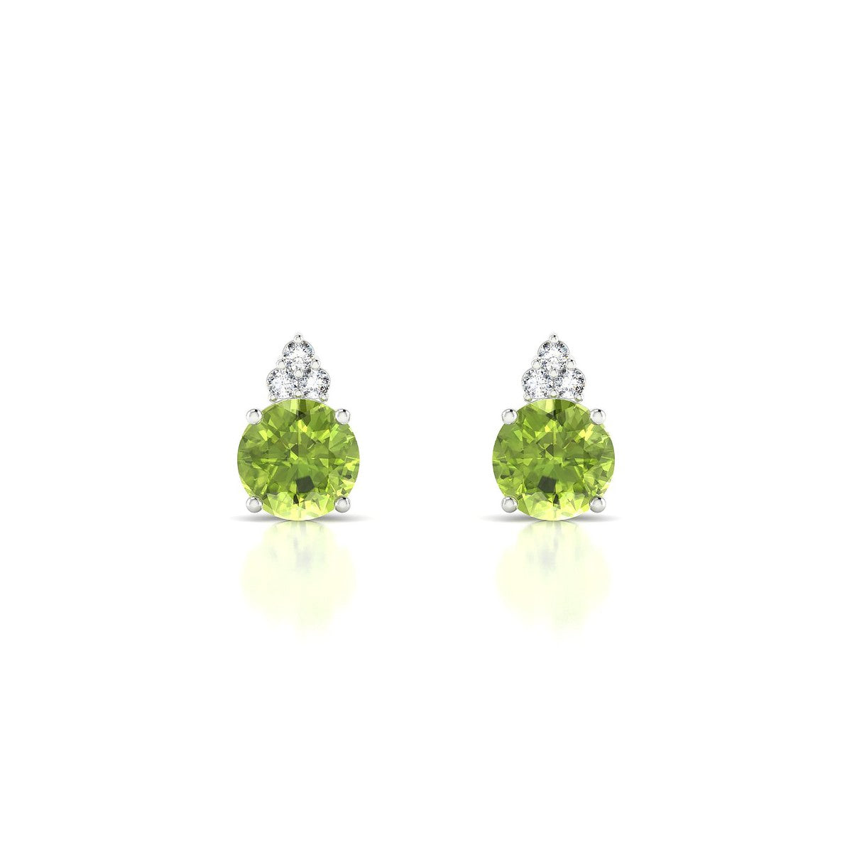 Mirage | 18k White Gold 6 mm Round Peridot Earrings