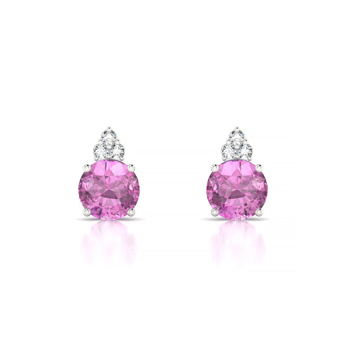 Mirage | 18k White Gold 6 mm Round Pink Sapphire Earrings