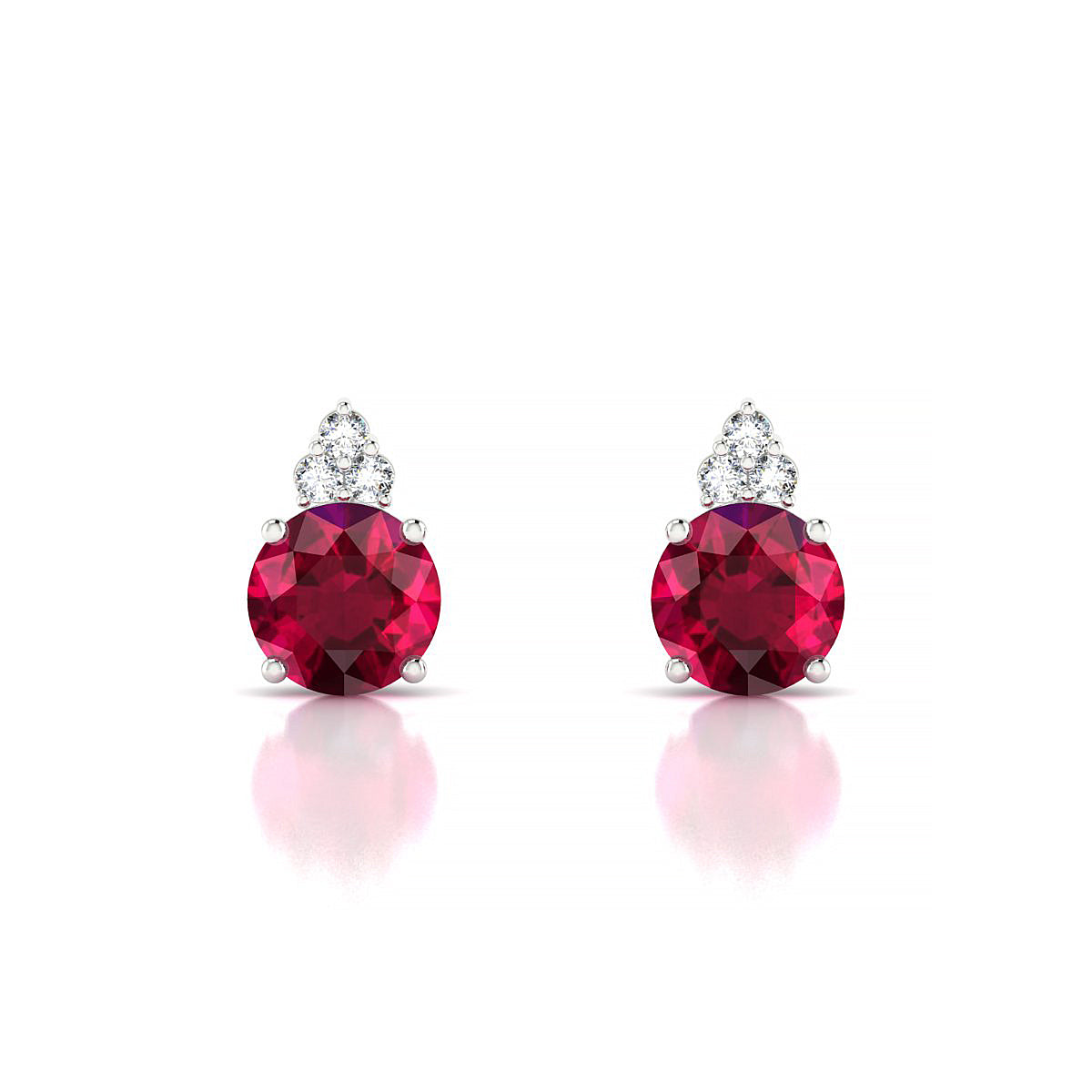 Mirage | 18k White Gold 6 mm Round Ruby Earrings