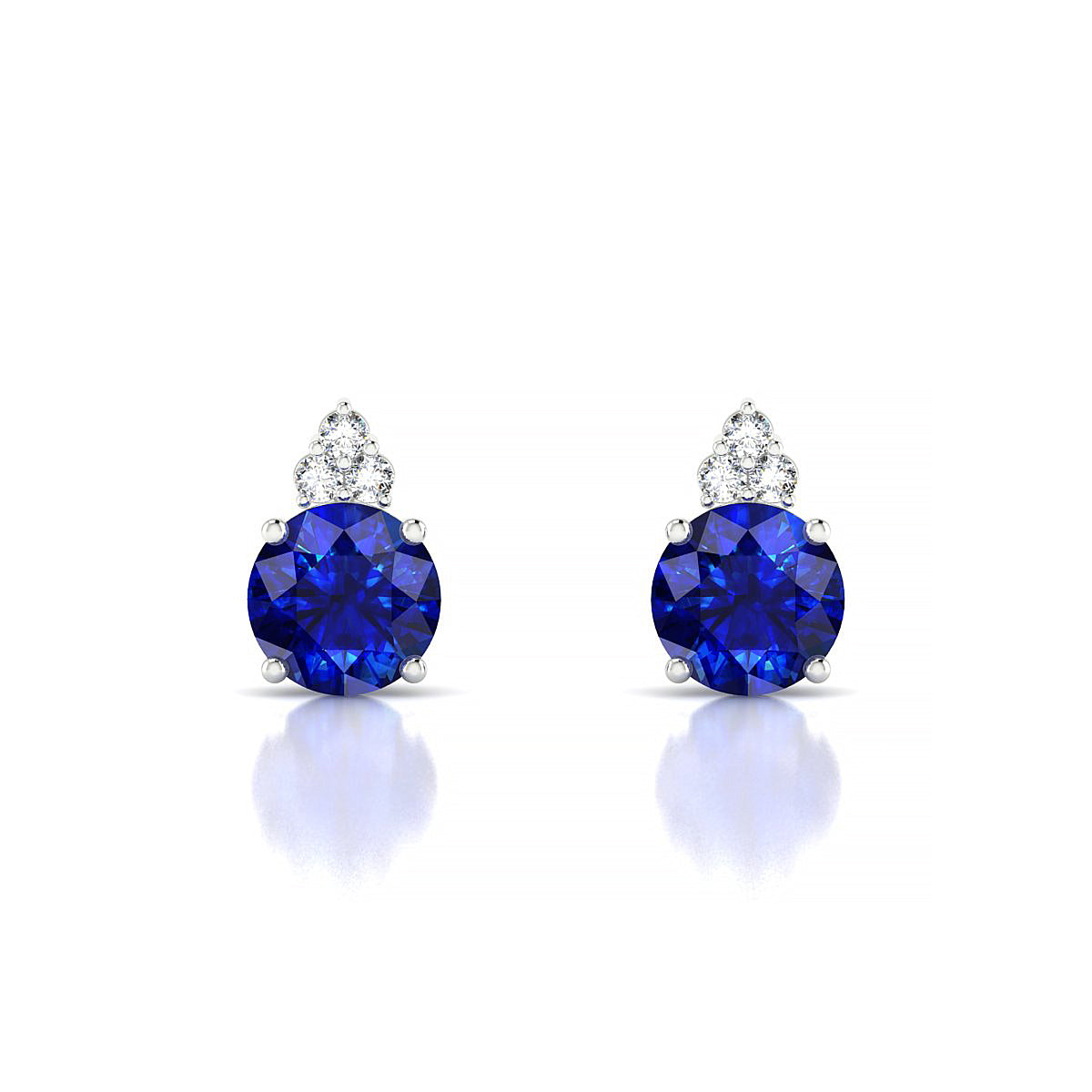 Mirage | 18k White Gold 6 mm Round Sapphire Earrings