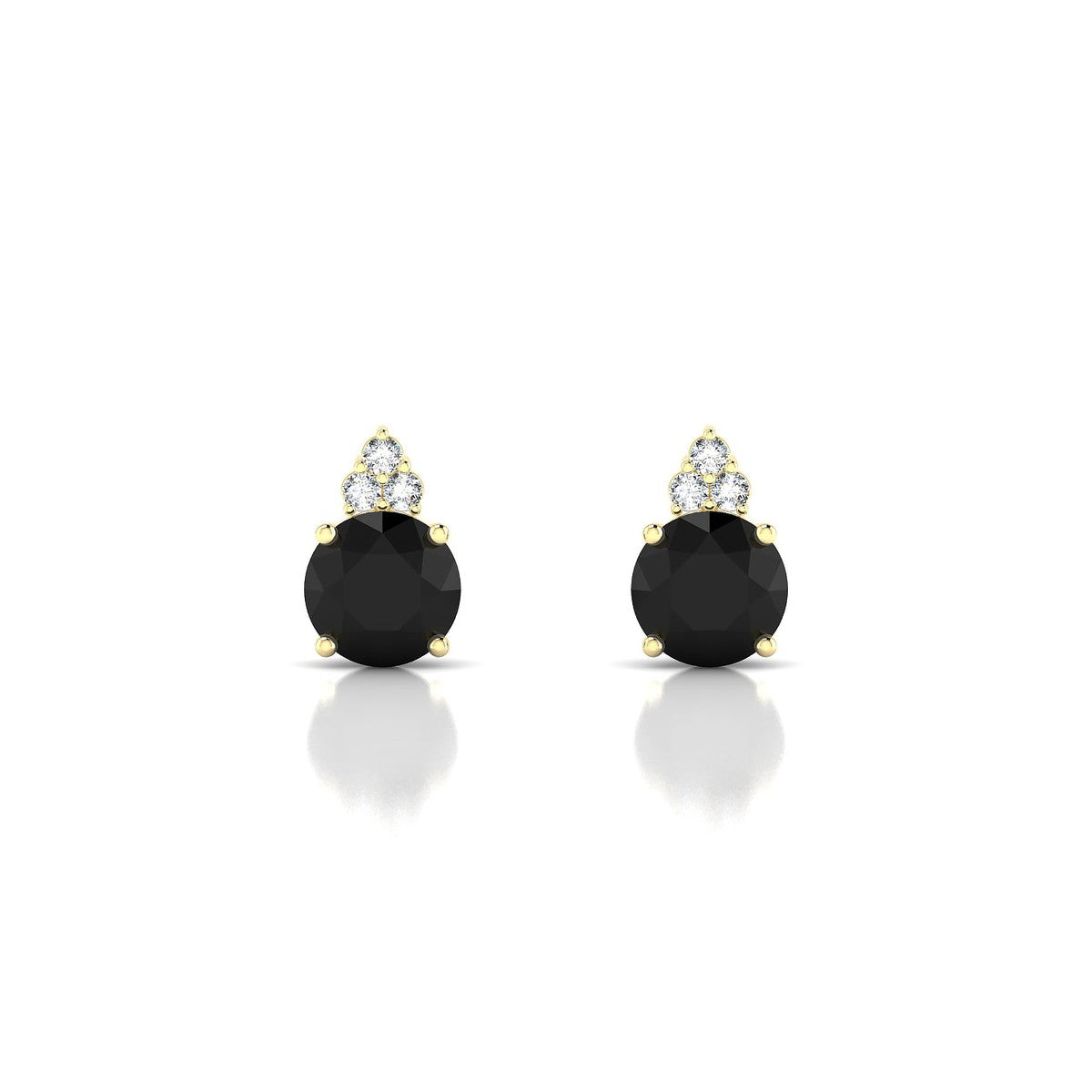 Mirage | 18k Yellow Gold 6 mm Round Black Diamond Earrings