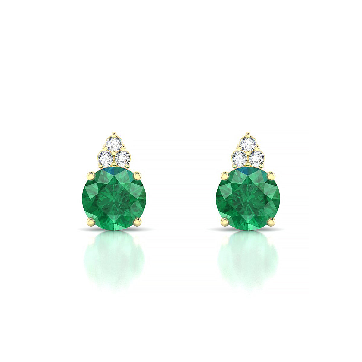 Mirage | 18k Yellow Gold 6 mm Round Emerald Earrings