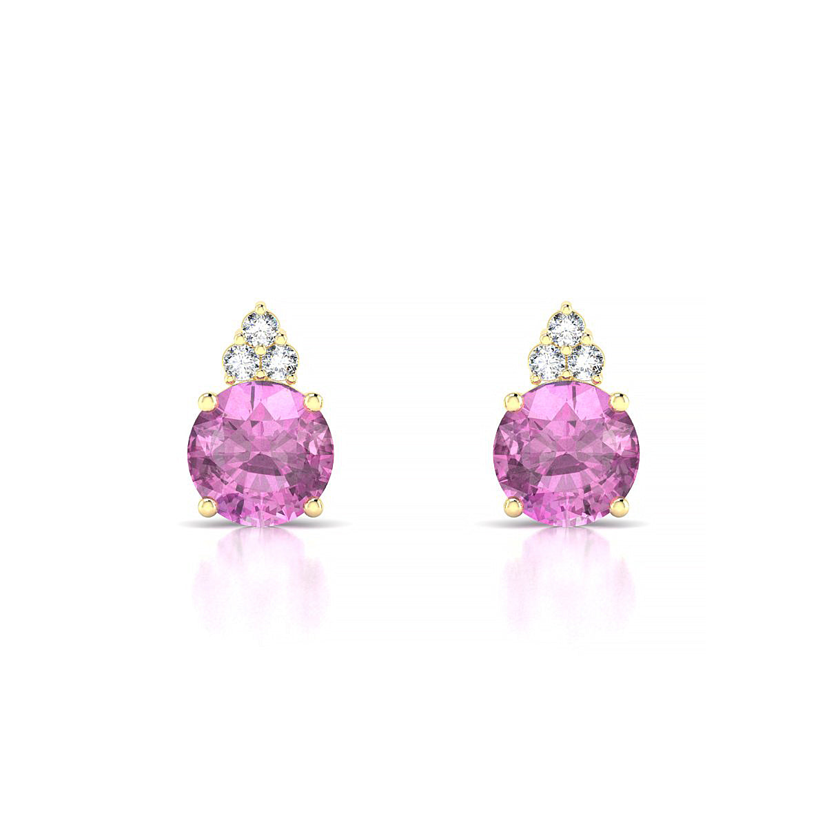 Mirage | 18k Yellow Gold 6 mm Round Pink Sapphire Earrings