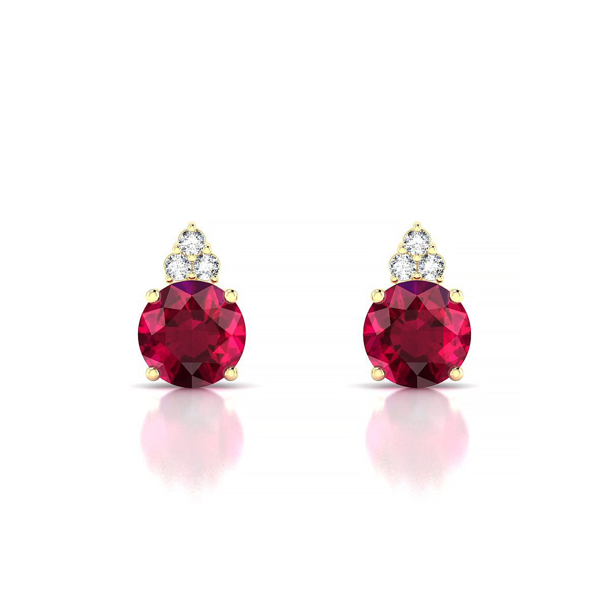 Mirage | 18k Yellow Gold 6 mm Round Ruby Earrings